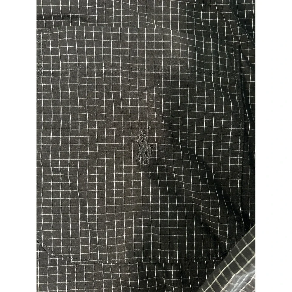 Polo Ralph Lauren Sleep Shirt Mens XL Black Grid Long Sleeve Button Down Cotton‎